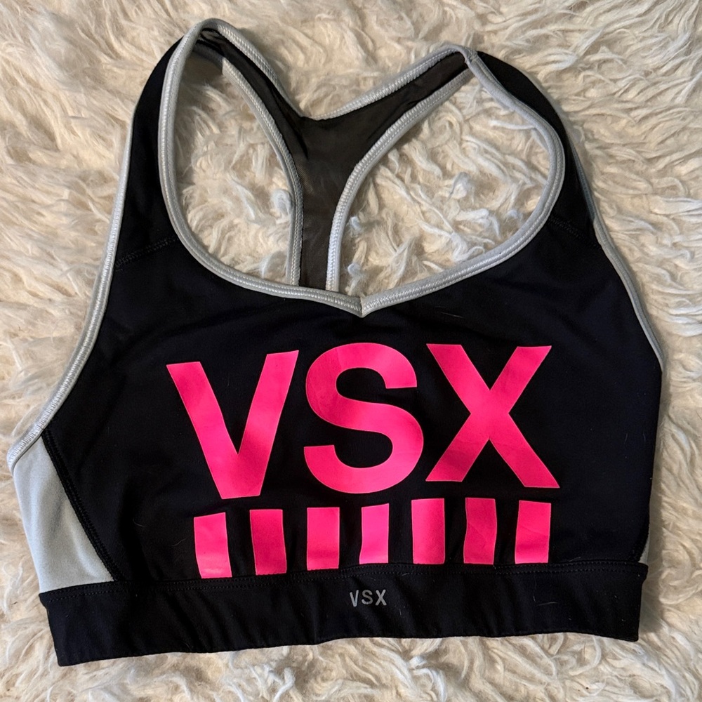 Victorias Secret VSX Black and Pink Sports Bra S